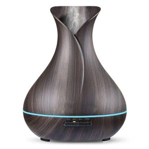 Bebaboo Aroma Essential Oil Diffuser 400ml Ultrasonic Cool Mist Humidifier with 7 Color Mood Changing LED Lights - Wood Grain Black