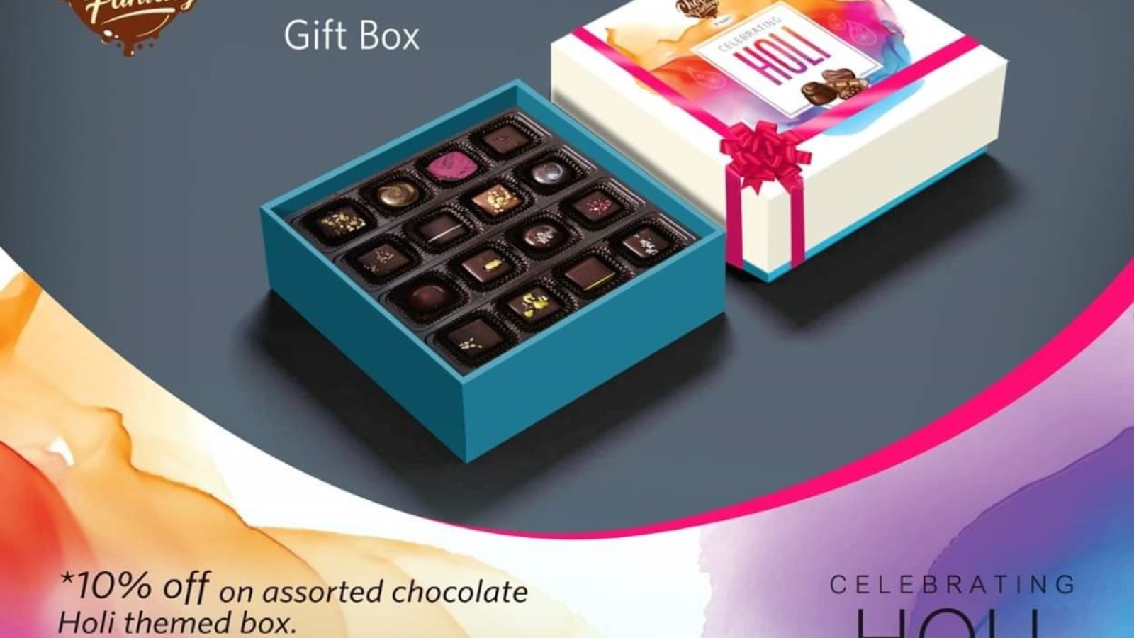 Happy Holi chocolate gift box in kolkata by Choco Fantasy