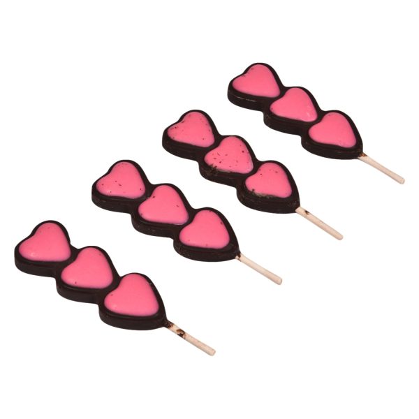 Pack of 5 Strawberry Flavoured Heart Shape Lollipop 3