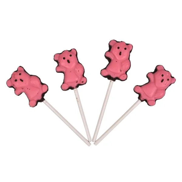 ChocoFantasy Pack of 5 Strawberry Flavor Teddy Shape Lollipop 1